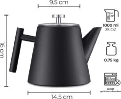 Silberthal - Theepot Met Filter - 1 L - RVS Dubbelwandig - Zwart - Cadeau -Kwaliteitskeukenwinkel Voor Thuis 1200x986