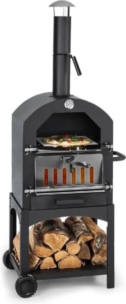 MaxxGarden Pizza Oven Buiten - Houtskool – Incl. Pizzasteen - 45x65x158cm