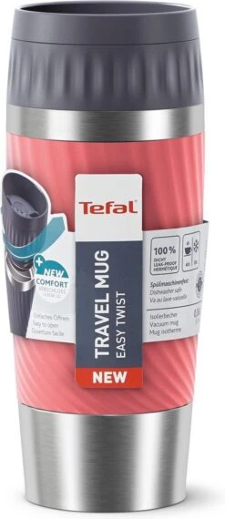 Tefal Travel Mug Easy Twist Thermobeker - Koraalrood - 0,36 Liter -Kwaliteitskeukenwinkel Voor Thuis 520x1200