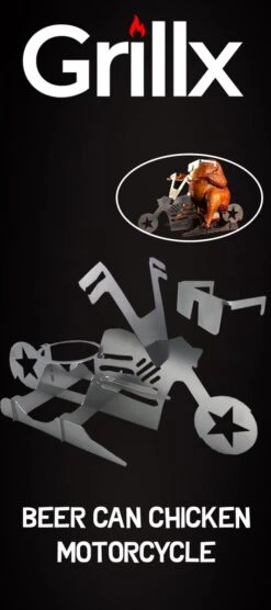 GrillX Beer Can Chicken Houder - Kiphouder Motorcycle - BBQ Accesoires - Bierkip - Barbeque Gereedschap - Chicken Sitter -Kwaliteitskeukenwinkel Voor Thuis 533x1200