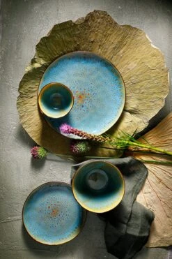 Palmer Serviesset Lotus Stoneware 6-persoons 24-delig Zwart Turquoise -Kwaliteitskeukenwinkel Voor Thuis 800x1200 6