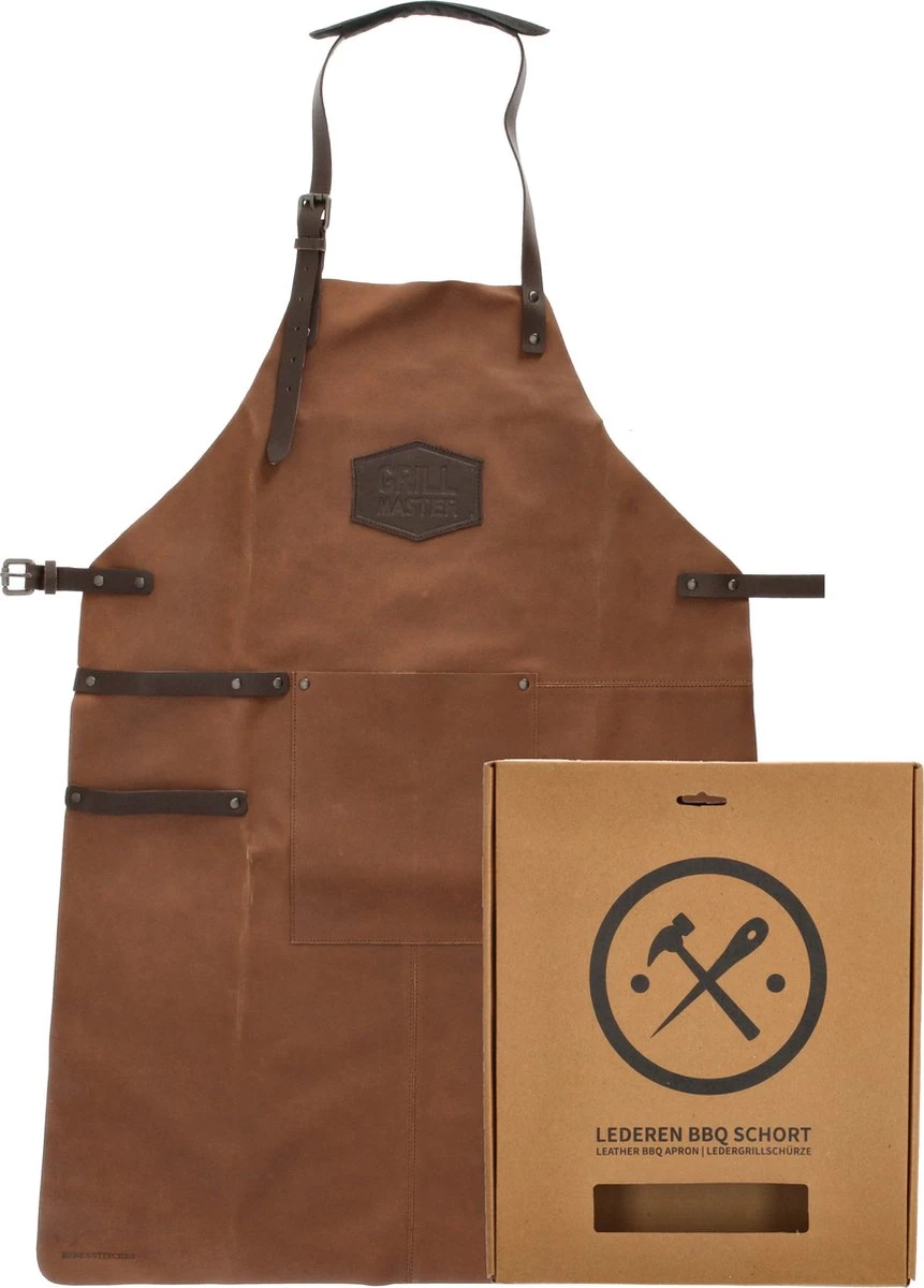 Old West BBQ Schort Barbecue Schort Leer - Cognac Bruin 1 Old West BBQ Schort Barbecue Schort Leer - Cognac Bruin