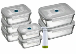 Sareva Vacuum Ovenschalen / Vershoudbakjes - Hittebestendig Glas - 8 Delige Set