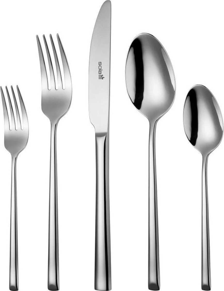 Sola Bestekset Luxor - Modern - 12 Persoons - 100 Delig - Zilverwit Edelstaal 18/10 - RVS - Zilver 1 Sola Bestekset Luxor - Modern - 12 Persoons - 100 Delig - Zilverwit Edelstaal 18/10 - RVS - Zilver